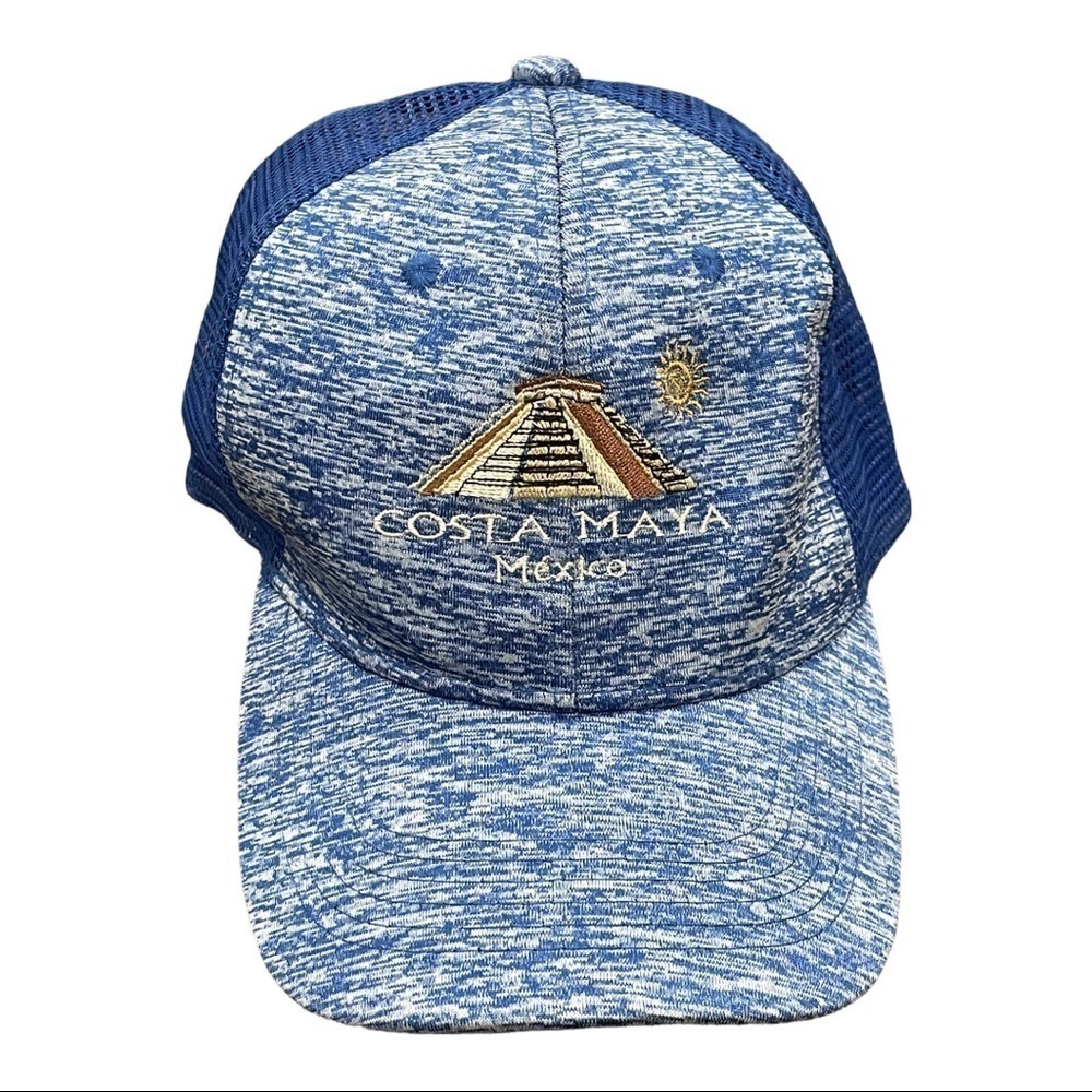 SnapBack mesh Costa Maya MX Space-Dyed blue white cap/hat summer travel cool.